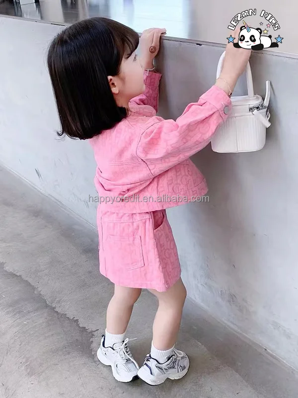 LEZONKIDS - Wholesale Custom Cute Little Girl 2 Piece Kids Denim Sets